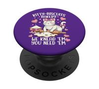Cute Kitty Biscuits Kneading Bakery Valentines Cat Lover PopSockets Adhesive PopGrip