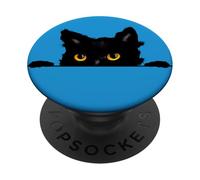Cute kitty cat with gold eyes hangs on the edge PopSockets Adhesive PopGrip