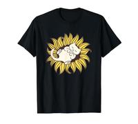 Cute Kitty Sleeping on a Sunflower Value Graphic T-Shirt, Men, Black, L