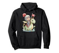 Cute Knight Riding Dragon Cartoon Fantasy Illustration Pullover Hoodie