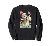 Cute Knight Riding Dragon Cartoon Fantasy Illustration Sweatshirt