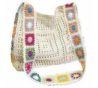 cute knit beach bag for women, small boho tote bag, summer aesthetic embroidered bags handbag, beach accessories vacation essentials bag