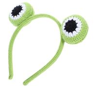 Cute Knitted Frog Eyes Headband, Woolen Yarn Party Hair Accessory | Stretchy Elastic Fit, Light Green Iron Trim, for Makeup and Themed Events, Women