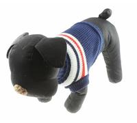 Cute Knitted SMALL MEDIUM LARGE Puppy Cat Kitten Warm Winter Girl Boy Cold Weather Vest Sweatshirt Clothes Jacket Coat Christmas Ideas Pullover Jumper Sweater Big Stripes Navy Blue White (Large) 14