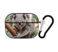 Cute Koala Airpod Pro Case AirPods 2 Case for Women Hard Shell Protective Cover with Carabiner Keychain Compatible with AirPods Case 2nd 1st Generation, Front LED Visible Black
