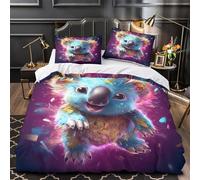 Cute Koala Art Comforter Cover 3D Print Hotel Quality 3-Piece Bed Set Hidden Zipper Fantasy Vibrant Duvet Cover Extra Soft Anti-allergic for Adults Women Kids Girls Boys Teens King（220x240cm）