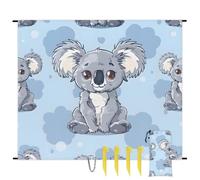 Cute Koala Beach Blanket Sandproof Waterproof Lightweight Beach Mat for Travel, Camping, Hiking, Picnic, Festivals with 4 Stakes, 1 Travel Carry Bag, 1 Carabiner