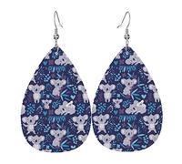 Cute Koala Bear Animal Wildlife Australia Leather Earrings Dangle Hook Earrings Leather Teardrop For Women
