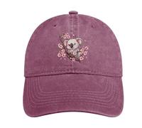 Cute Koala Bear Baseball Cap for Men Women Adjustable Denim Cap Trucker Hat Wine Red-style