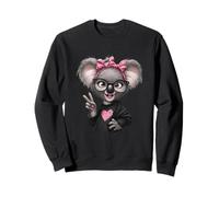 Cute Koala Bear Black Glasses Pink Bow Hipster Animal Mom Sweatshirt
