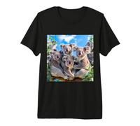 Cute Koala Bear Family Sitting on a Eucalyptus Tree Premium T-Shirt