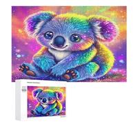 Cute Koala Bear Funny Wooden Puzzle with Storage Box Adults Jigsaw Puzzles Challenge for Family Game Birthday Gift