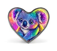 Cute Koala Bear Heart Metal Badge Printed Brooches Cute Button Decorations Pins for Backpack Clothing