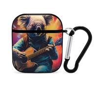 Cute Koala Bear Playing Guitar Earphone Case Cover Compatible with AirPods 1&2 Shockproof Bluetooth Headset Case Black-style