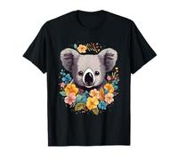 cute koala bear surrounded by floral flowers koalas girl T-Shirt