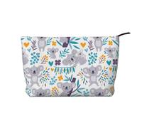 Cute Koala Bears and Floral, Cosmetic Bag Corduroy Makeup Bag Portable Travel Toiletry Bag