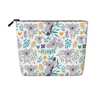 Cute Koala Bears and Floral, Cosmetic Bag Imitation Linen Makeup Bag Portable Travel Toiletry Bag