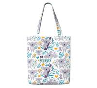 Cute Koala Bears And Floral,Reusable Grocery Bags Shopping Tote Bags Large Capacity Canvas Shoulder bag