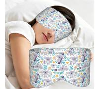 Cute Koala Bears and Floral, Sleep Mask for Home Travel, Full Eye Covers Light Blocking Eye Mask Sleep Eye and Ear Muffs
