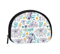 Cute Koala Bears and Floral, Women's Storage Bag Shell Makeup Bag Small Coin Purse Shell Change Pouch