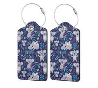 Cute Koala Bears Animals Australia,Luggage Tags Pu Leather Name Tag Travel Suitcase Identifier ID Tags Durable Luggage Label 2 pcs