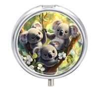 Cute Koala Bears Travel Pill Organizer Portable Pill Case Small Pill Box for Purse Pocket