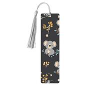 Cute Koala Bookmark Flower Leaves Wooden Bookmark with Tassel Book Mark for Women Men Reading Page Markers Gifts for Book Lovers