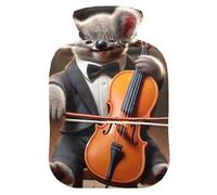 Cute Koala Cello Serenade Hot Water Bottles with Soft Cover Hot Water Bag for Neck, Shoulder and Menstrual Cramps Medium