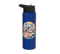 Cute Koala Eating Ramen Bowl Kawaii Anime Waves Stainless Steel Insulated Water Bottle