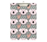 Cute Koala Faces Leafy Grey Clipboard Acrylic Cute Clipboard Wordpad Clipboards Standard Size with Low Profile Metal Clip for Nurses Teachers Coaches