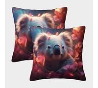 Cute Koala-Fantasy Art Style Pillow Covers 2 Pack Cozy Pillowcase Available All Seasons Cushion Case with Invisible Zipper Decorative for Sofa Living Room Bed Home 45x45cm