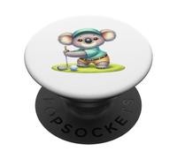 Cute Koala Golf Player Cartoon Animal Sport Swing PopSockets Adhesive PopGrip