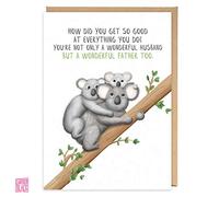 Cute Koala Happy Father's Day/Birthday Card for Husband from Wife Partner and Kids, Wonderful Husband Illustrated Poem