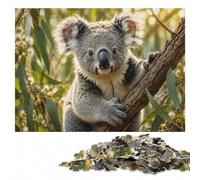 Cute Koala in Eucalyptus Tree Wooden Adult Puzzle 500 Pieces | A screen-free tabletop activity - a simple way to organise the image on quiet evenings.