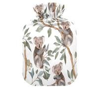 Cute Koala Leaves Hot Cold Water Bottle with Fleece Cover PVC Hot Water Bag 1 Liter