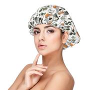 Cute Koala Leaves Print Satin Silk Bonnet for Sleeping Women, Adjustable Double Layer Satin Hair Bonnet Night Sleep Cap for Curly Hair