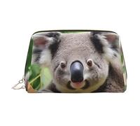 Cute Koala Makeup Bag for Women Cosmetic Bags Leather Travel Makeup Case Organizer Waterproof Make up Pouch Open Flat Toiletry Bag Portable Storage Pouch for Travelling, Gold, One Size
