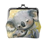 Cute Koala Mom And Baby Coin Purses, Small Card Case Wallet For Men Women For Shopping And Casual Outings, Black, One Size, Art Deco