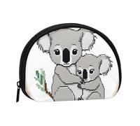 Cute Koala Mom and Baby Full Format Printed Polyester Portable Mini Storage Bag Shell Shaped Wallet Small Coin Wallet Shell Storage Bag