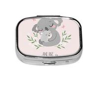 Cute Koala Mom and Baby,Meta Pill Box 2 Compartment Medicine Case,Portable Organizer