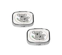 Cute Koala Mom and Baby Pill Box 2 Compartment Medicine Pill Case,Travel Pill Organizer, Small Metal Pill Case Portable Pill Box, Perfects Gift for Anyone in Need