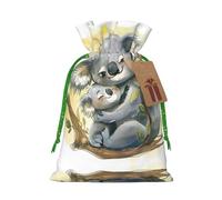 Cute Koala Mom And Baby Print Drawstring Gift Bags,For Holiday Season,Birthdays,Anniversaries And Any Special Occasion