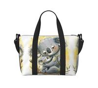Cute Koala Mom and Baby print Gym Bag for Women,Carry on Weekender Overnight Duffle Bag,Personal Item Tote Bag, Black, One Size