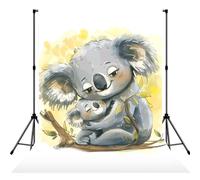 Cute Koala Mom and Baby Print Large 5Ã-7ft Seamless Polyester Fabric Photo Backdrop Curtain for Portrait Photoshoot Party Video