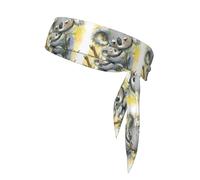 Cute Koala Mom And Baby Print Sports Headband, Adjustable Head Tie For Running, Tennis & Workouts, Soft Fit