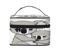 Cute Koala MOM and Baby -Print Waterproof Large Cosmetic Bag for Travel & Gym, Makeup Organizer with 4 Elastic Straps & Compartments,Premium Twill Fabric.