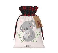 Cute Koala MOM and Baby Printed Christmas drawstring gift bags, cloth snack bags, suitable for candy, gifts, storage and Christmas parties