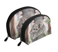 Cute Koala MOM and Baby Printed Makeup Bags 2-Piece Portable Shell Travel Toiletry Bag Cosmetic Organizer Bag for Women