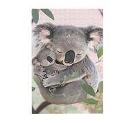 Cute Koala MOM and Baby Printed Wooden Puzzle 300 Piece, Cute Puzzle Game in Plastic Box for Family Entertainment and Brain Training Gifts