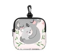 Cute Koala Mom and Baby, Square Zipper Storage Bag, Neoprene Coin Purse, Small Wallets, Change Pouch, Change Purse